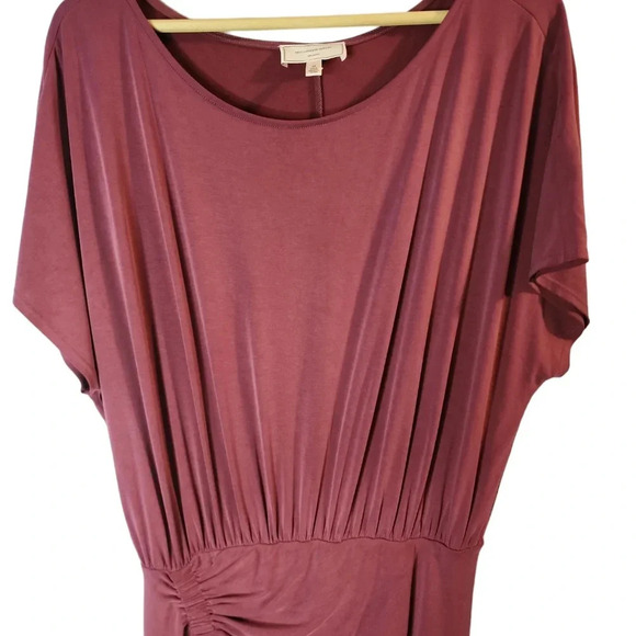 Anthropologie Moulinetter Soeurs Twisted Burgandy Jersey Dress Short Sleeve Sz M - Picture 11 of 11